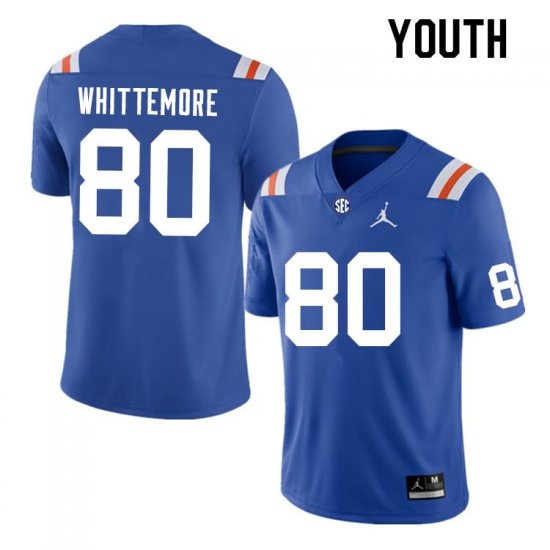 Youth Florida Gators #80 Trent Whittemore NCAA Nike Blue Throwback Authentic Stitched College Football Jersey XFO2462HS